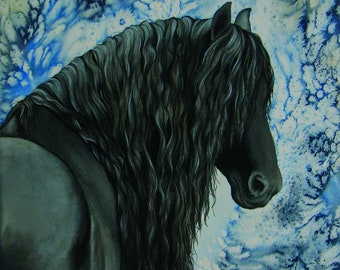 Friesian Painting Black Horse Art Print Horse Gift Equine Home Decor