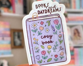 Sparkly Books and Daydreams Sticker Cute Book Lover Decal