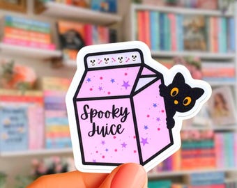 Halloween Black Cat Sticker, Cute Spooky Gothic Vinyl Decal