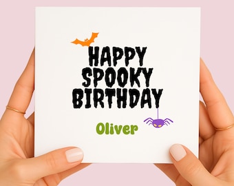 Personalised Spooky Birthday Card | Halloween Custom Name Card