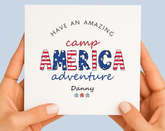 Personalised Camp America Card, Good Luck Camp America Adventure Card, USA Summer Camp Travel Card, Gap Year Gift