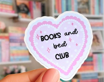 Books and Bed Club Sticker, Book Lover, Pastel Reading Sticker