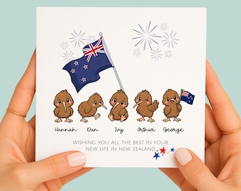 Moving to New Zealand Card, Personalised Kiwi Family Emigration Gift