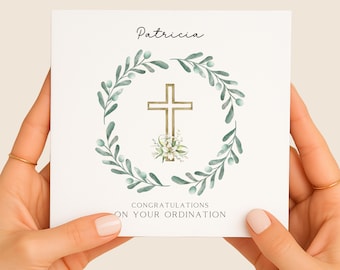 Personalised Ordination Congratulations Card, Christian Priest Minister Pastor Card