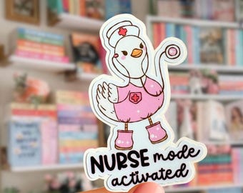 Nurse Mode Activated Waterproof Vinyl Sticker, Healthcare Gift, Student Nurse Laptop Water Bottle Decal