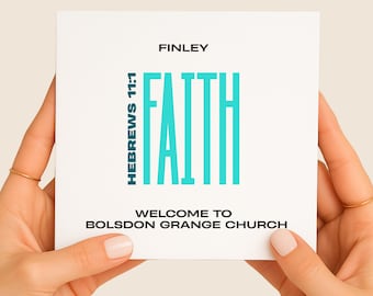 Personalised Welcome to Church Card, Modern Design, New Church Member Faith Card
