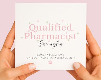 Qualified Pharmacist Card, Personalised Pharmacy Graduation Congratulations