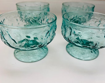 Vintage Aqua Lido Anchor Hocking Sherbets Set of Four - Retro Chic