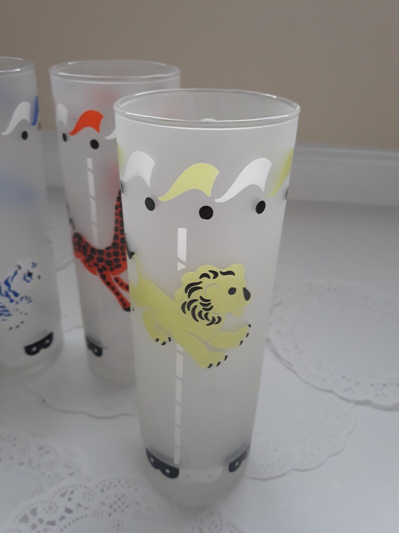 Libbey Carousel Tom Collins/iced Tea Glasses Vintage Set of Four Retro