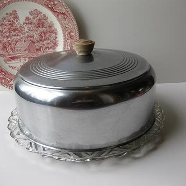 Sale Vintage Metal and Glass Retro Cake Carrier