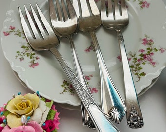 Serving Forks Silverplate Vintage Set of Four Oneida Rogers