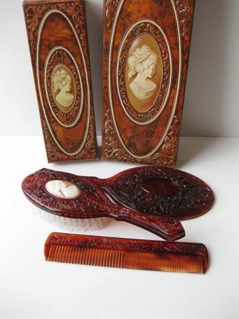 Vintage 60s Avon Cameo Brush Mirror and Comb Set Etsy
