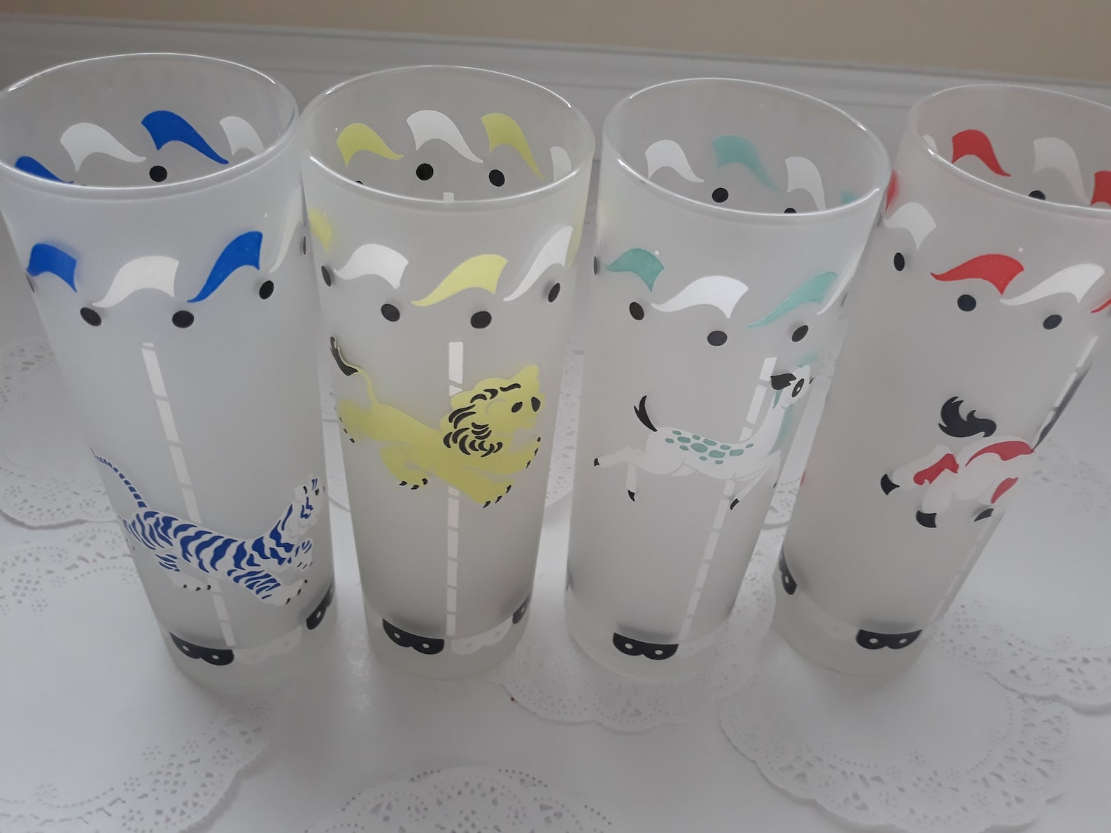 Vintage Libbey Carousel Iced Tea Glasses Set of Four Retro Etsy
