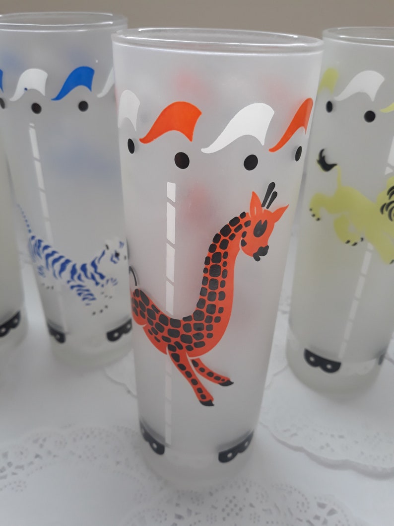 Sweet Vintage Libbey Carousel Tom Collins/iced Tea Glasses Set Etsy