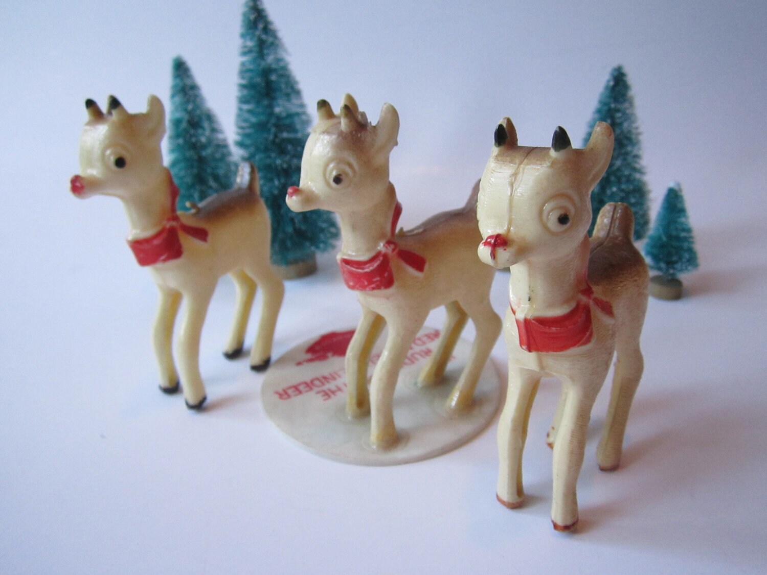 Vintage Bradford Plastic Christmas Reindeer Trio So Kitsch Etsy