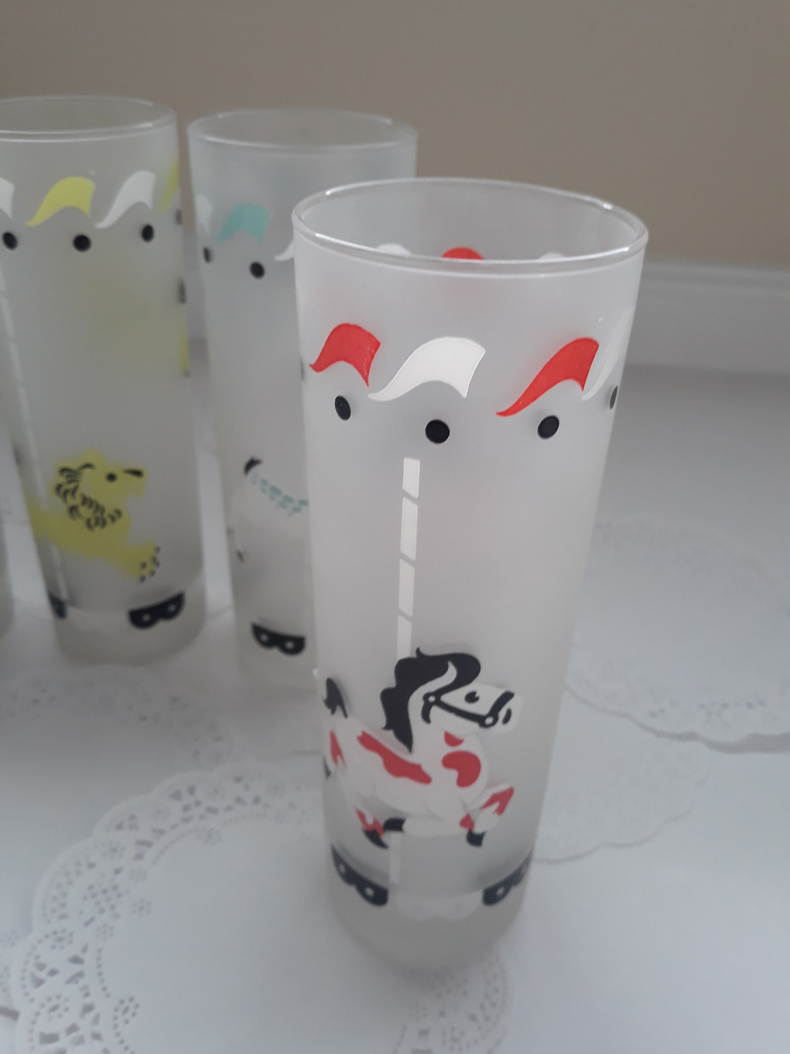 Vintage Libbey Carousel Iced Tea Glasses Set of Four Retro Etsy