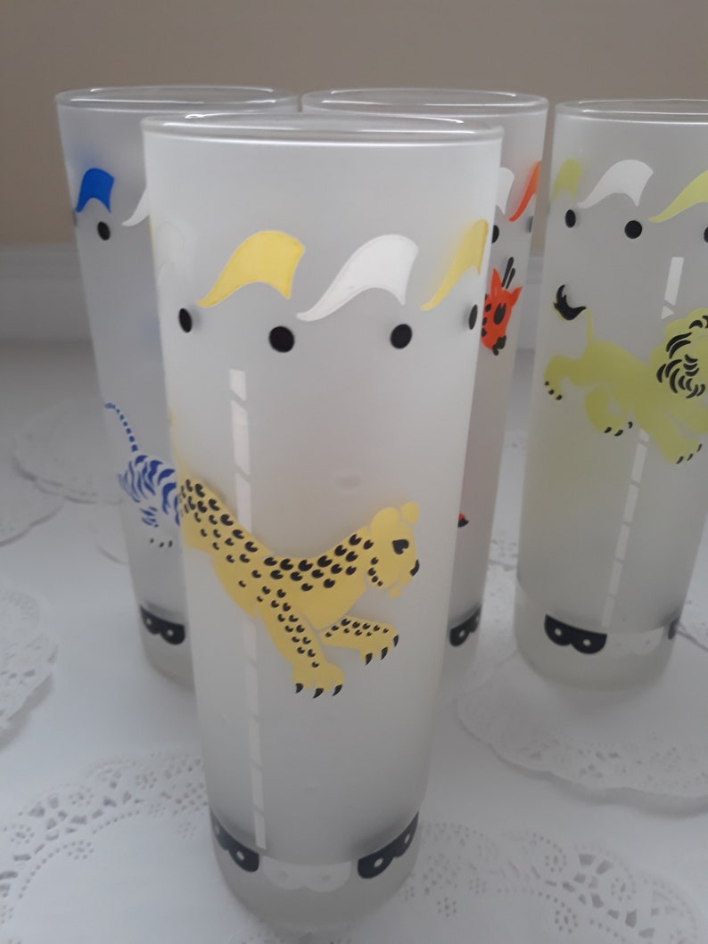 Libbey Carousel Tom Collins/iced Tea Glasses Vintage Set of Four Retro