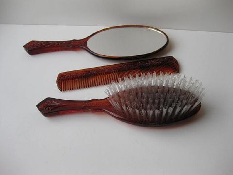Vintage 60s Avon Cameo Brush Mirror and Comb Set Etsy