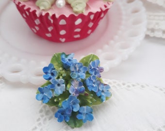 Vintage Crown Staffordshire Porcelain Violet Brooch