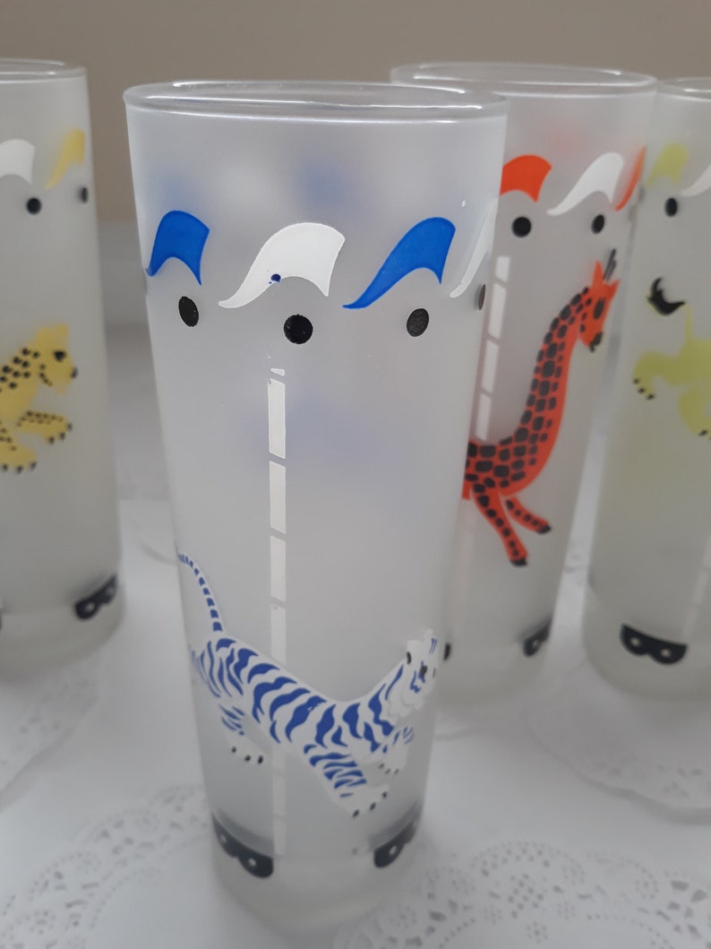 Libbey Carousel Tom Collins/iced Tea Glasses Vintage Set of Four Retro