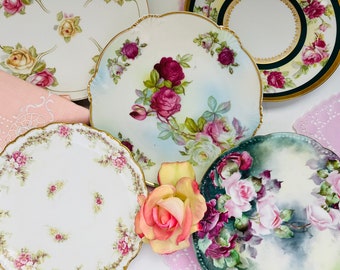 Sale Vintage Serving Plates Cake Plates Antique Floral Set of Five