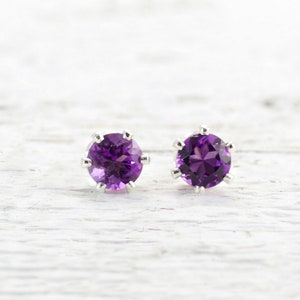 Silver Amethyst Earrings February Birthstone Earrings Silver Amethyst Stud Earrings Gemstone Earring Birthstone Jewelry Holiday Gift For Her