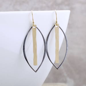 Dramatic Black And Gold Earrings Trendy Earrings Unique Earrings Gold Earrings Marquise Earrings Chic Jewelry Handmade Jewelry Gift For Her