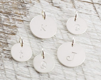Personalized Silver Initial Charm  Initial Disc  Silver Initial Pendant  Tiny Silver Initial Disc  Gift For Mom  Mothers Day Initial Jewelry