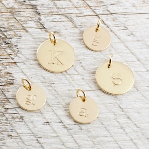 Gold Initial Charm  Personalized Initial Disc  Gold Filled Initial Pendant  Tiny Gold Initial Disc  Gift For Mom  Mothers Day  Personalized