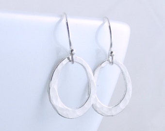 Silver Oval Earrings Open Circle Earrings Silver Jewelry Silver Minimal Earrings Everyday Earrings Boho Earrings Christmas Gift For Her
