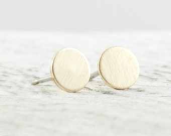 Minimalist Stud Earrings  Gold Tiny Disc Earrings  Petite Circle Earrings  Dainty 6mm Brushed Matte Earrings  Gold Jewelry  Gift For Women