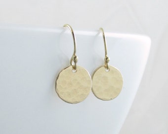 Gold Dot Earrings Small Gold Earrings Minimalist Jewelry Circle Dangle Earrings Gold Everyday Jewelry Holiday Gift For Wife Mom Girlfriend