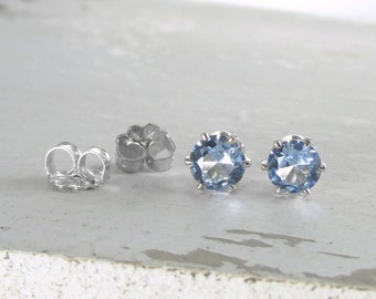 Aquamarine March Birthstone Earrings Silver Stud Earrings Blue Stud Earrings Aquamarine Earrings Birthstone Jewelry Holiday Gift For Her