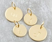 14k Gold Initial Charm Personalized Name Disc Solid Gold Name Pendant Tiny Gold Initial Charm Gift For Mom Mothers Day Personalized