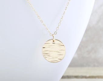 Gold Layering Necklace - Circle Necklace - Gold Disc Necklace - Ocean Pendant Necklace - Everyday Jewelry - Gift For Her - Christmas Gift