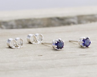 Sapphire Stud Earrings September Birthstone Earrings Blue Earrings Tiny Blue Earrings September Birthday Gift Sapphire Birthstone Jewelry