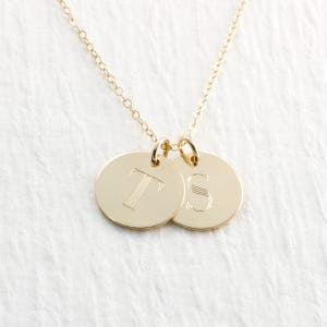 Engraved 14k Solid Gold Initial Necklace, Gold Double Initial Pendant Necklace, 14k Solid Gold Necklace, Personalized Engraved Necklace image 6