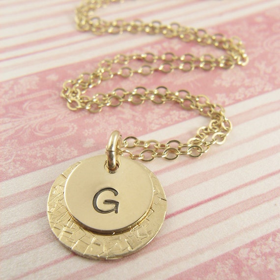Items similar to Personalized Jewelry Hand Stamped Necklace Gold Circle Necklace Layered