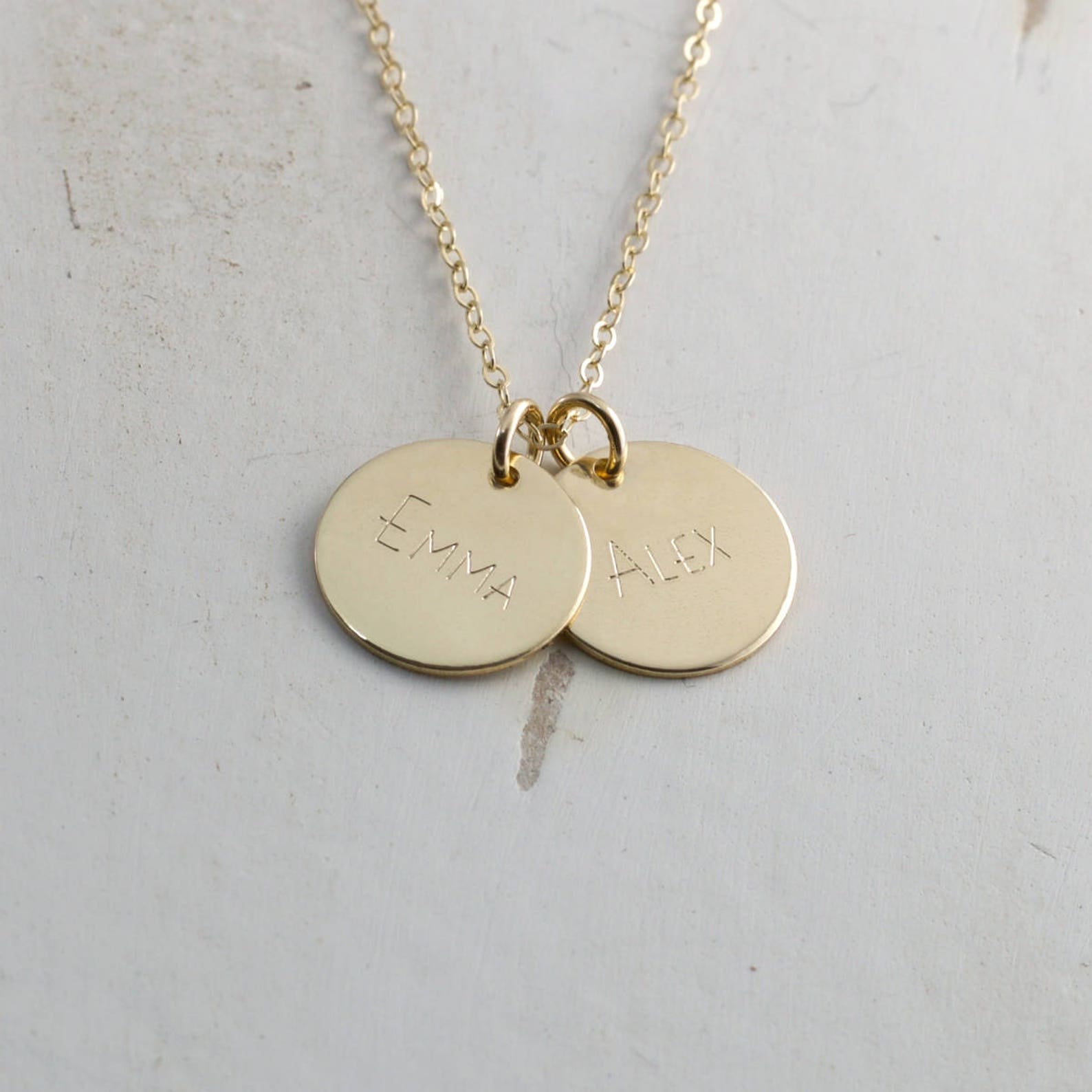 14k Solid Gold Engraved Name Necklace Personalized Gift Solid Etsy