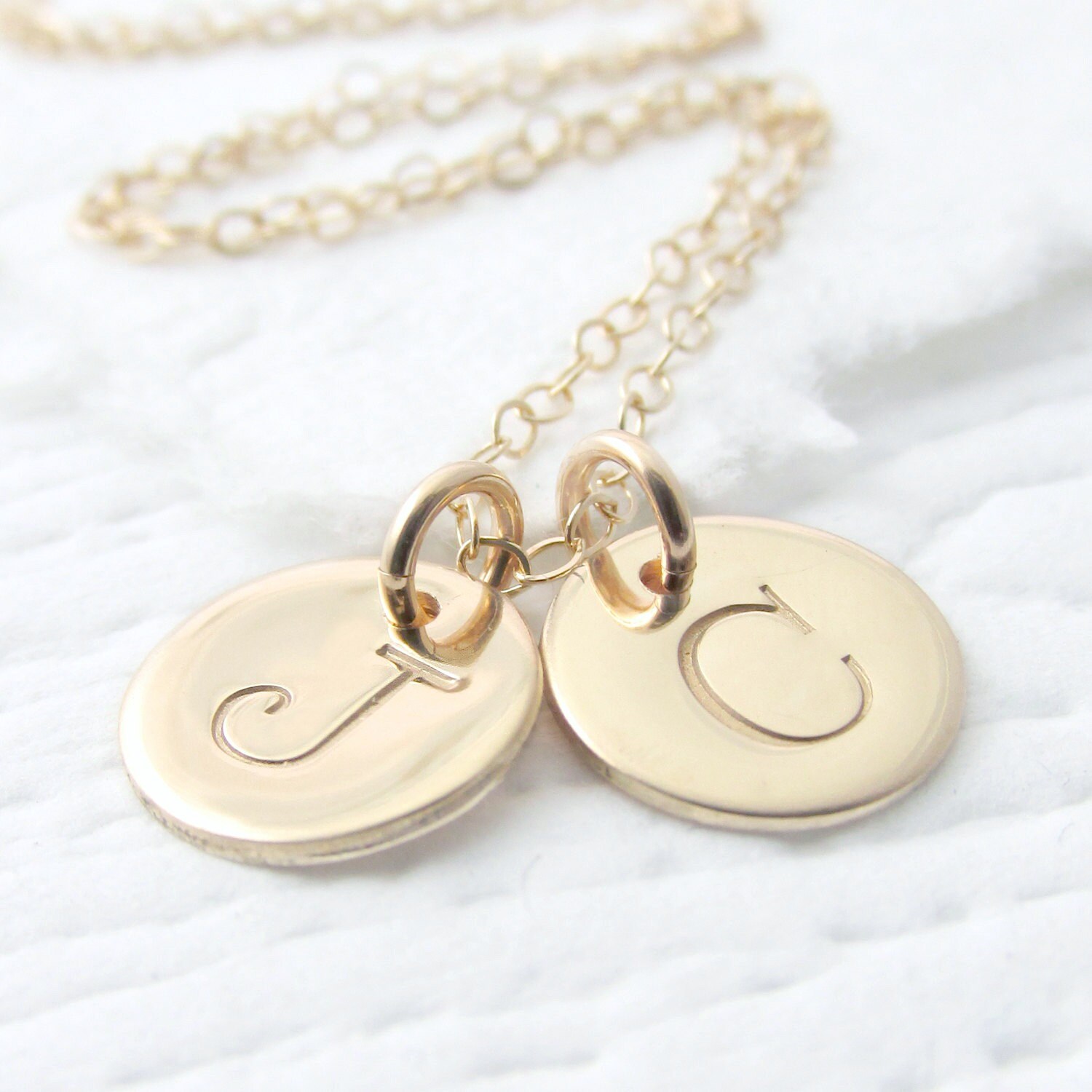 Solid Gold Initial Necklace Gold Necklace Gold Pendant Etsy