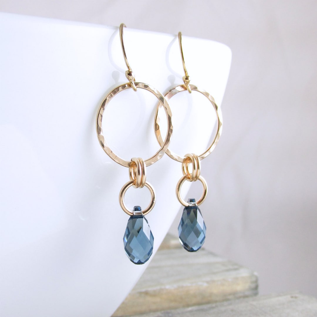 Gold Hoop Earrings Gold Earrings Crystal Earrings Dangle Earrings Gold ...