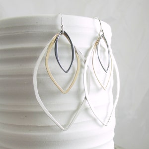 Silver and Gold Earrings Geometric Jewelry Long Dangle Earrings Boho Earrings Mixed Metal Earring Silver Earrings Gift For Women Jewelry image 2