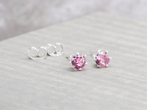 6 Ct Sterling Silver Tourmaline Stud Earrings October Birthstone
