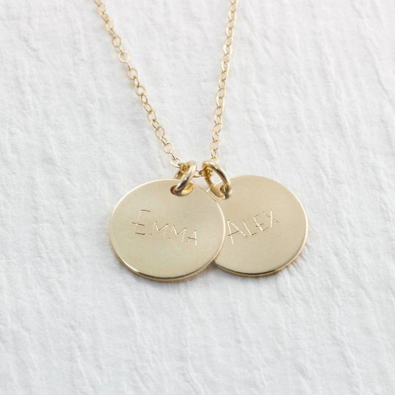 14k Solid Gold Engraved Name Necklace Personalized Gift Solid Etsy