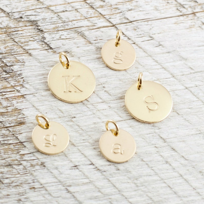 Gold Initial Charm Personalized Initial Disc Gold Filled - Etsy