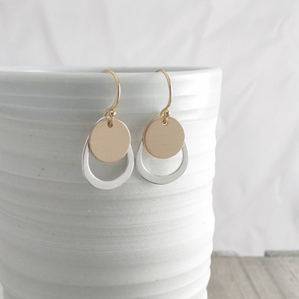 Tiny Gold And Silver Drop Earrings Everyday Earrings Simple Earrings Minimalist Earrings Gold Earrings Dainty Earrings Gift For Her