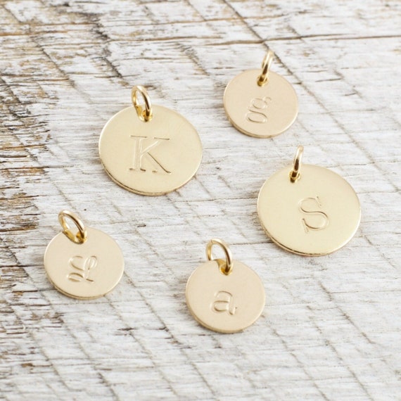 Gold Initial Charm  Personalized Initial Disc  Gold Filled Initial Pendant  Tiny Gold Initial Disc  Gift For Mom  Mothers Day  Personalized