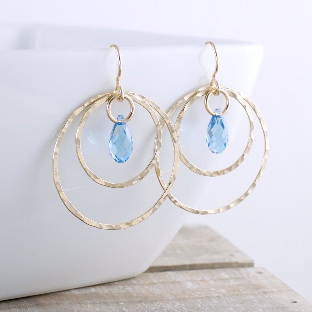 Gold Crystal Hoop Earrings Dangle Earrings Hoop Earrings Crystal Dangle ...
