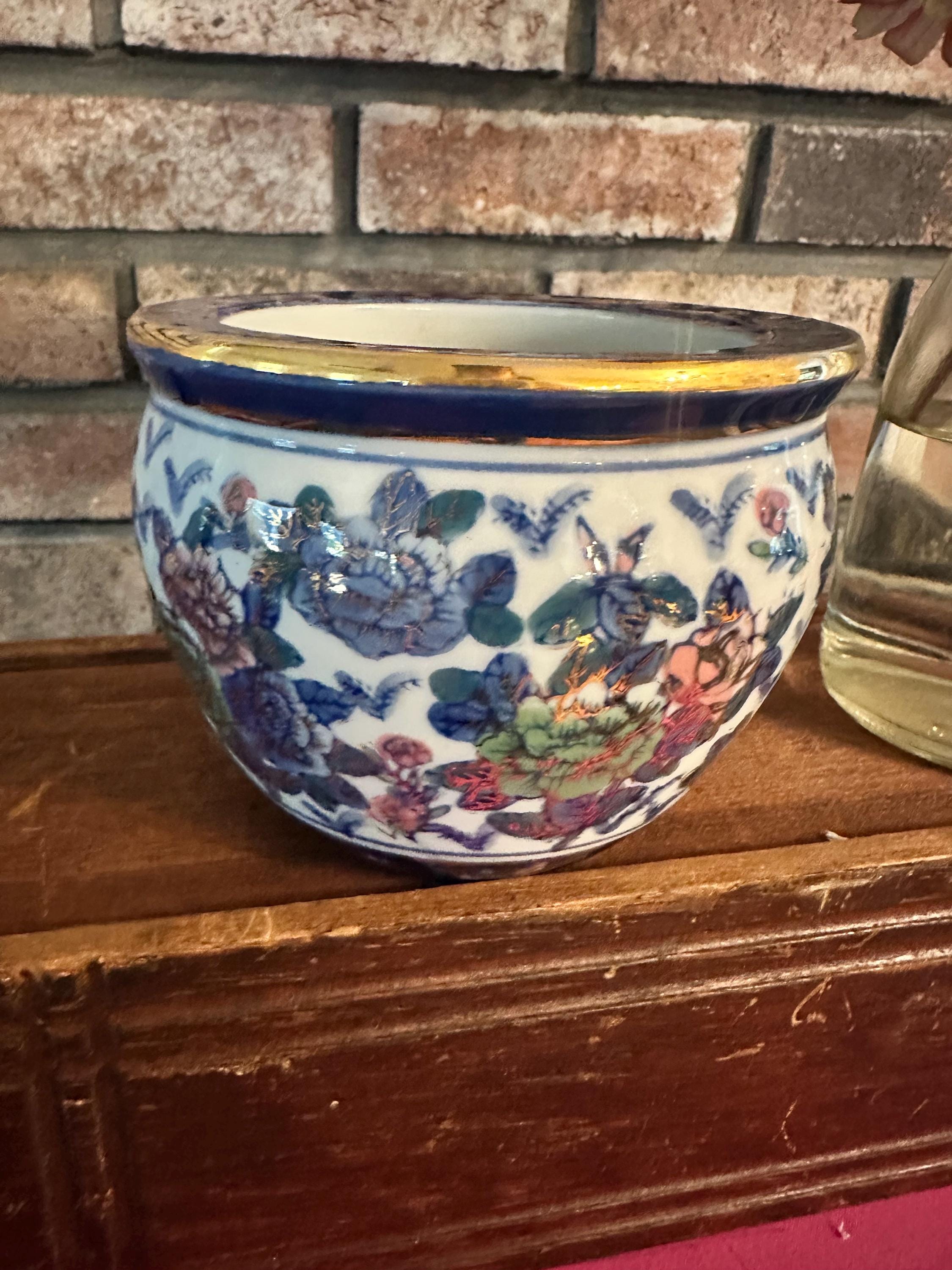 Blue White Planter Vintage - Etsy