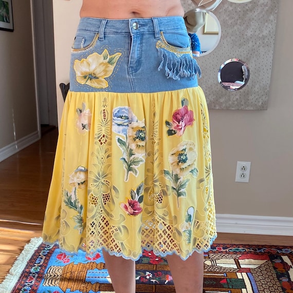 スカート Harper Tassel Pocket Denim Long Skirt YELLOW BLUE Amazon.com: Women's High Waist Tassel Pocket Denim Skirts
